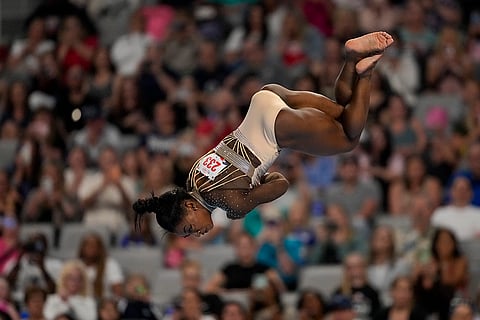 Simone Biles performs